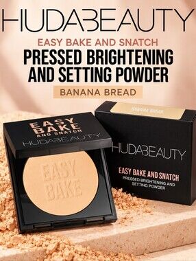 HUDABEAUTY EasyBake and Snatch Pressed Brightening & Setting Powder–Banana Bread